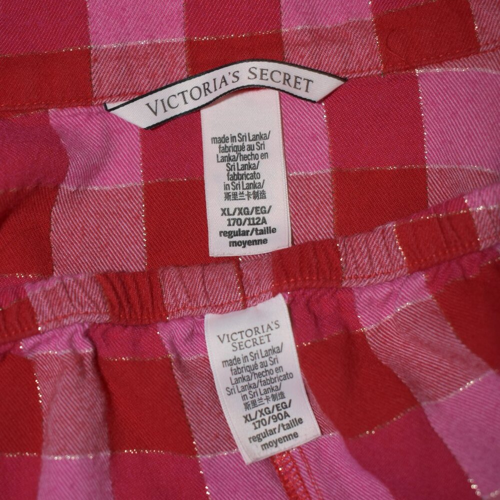 Victorias Secret XL Pajama Set Sleep Cotton Flannel Long Sleeve Plaid - Picture 12 of 12